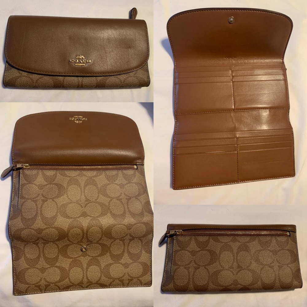 Coach Slim Trifold Wallet In Signature Canvas